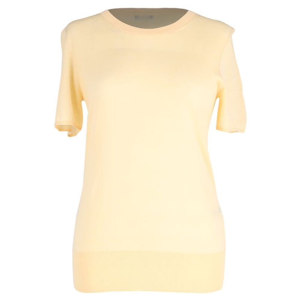 Joseph Knitted Short Sleeve Sweater Top in Cream Cotton